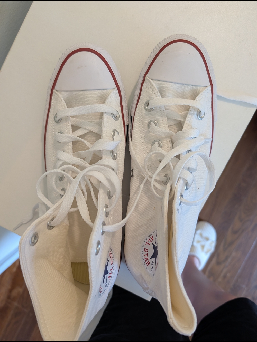 Converse Women's or Men's White High Top Chuck Taylor All Star Sneakers - Picture 4 of 5